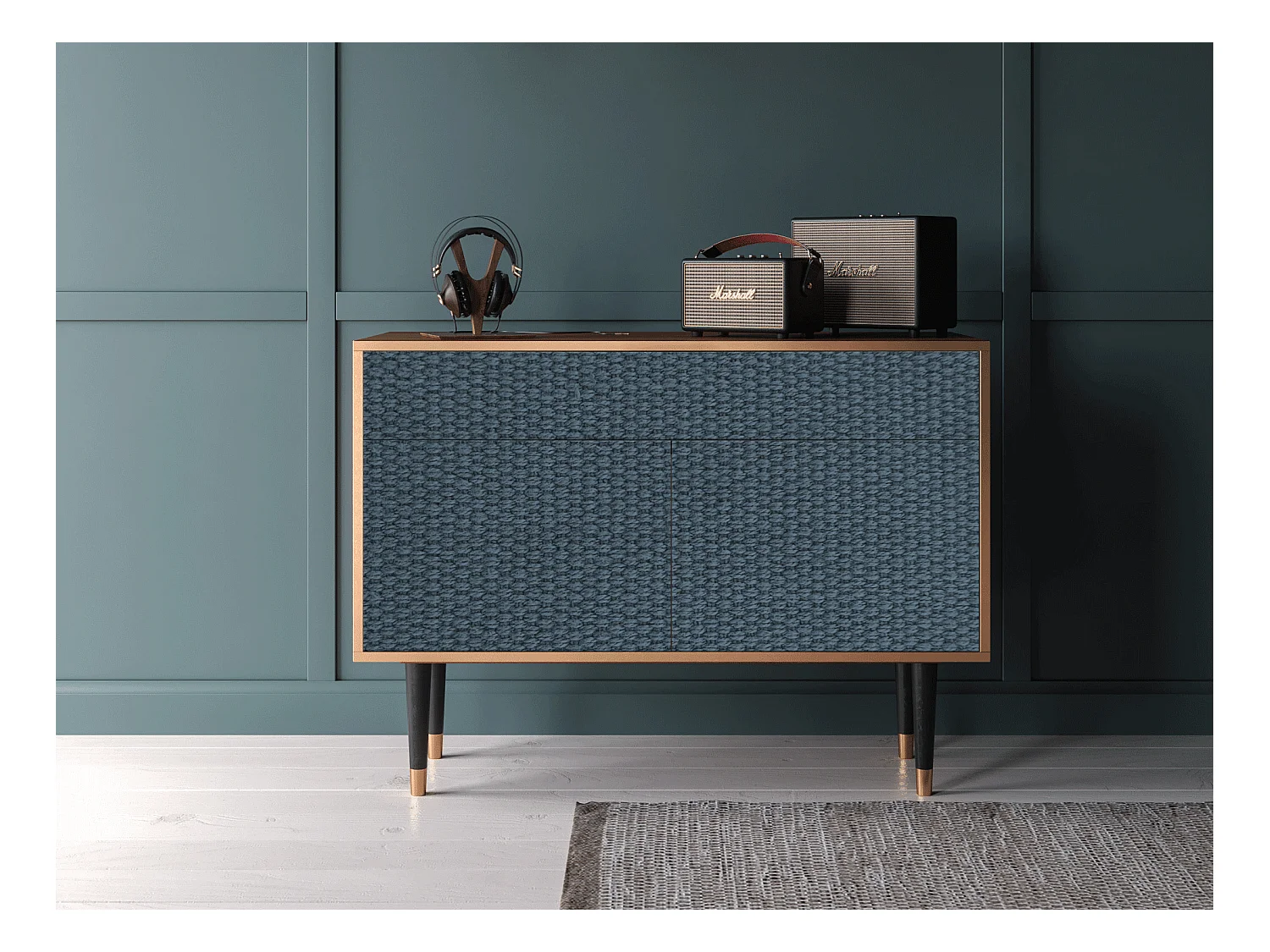 Buffet - 115x85x48 cm - BS4 - Knitted Pattern, Noyer