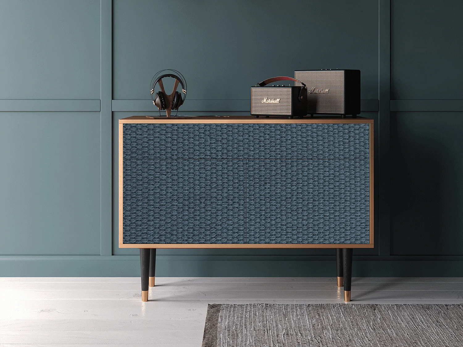 Buffet - 115x85x48 cm - BS4 - Knitted Pattern, Noyer