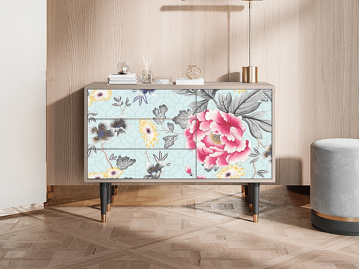 Kredens - 115х84х41 cm - S3 - Sky Garden, Latte