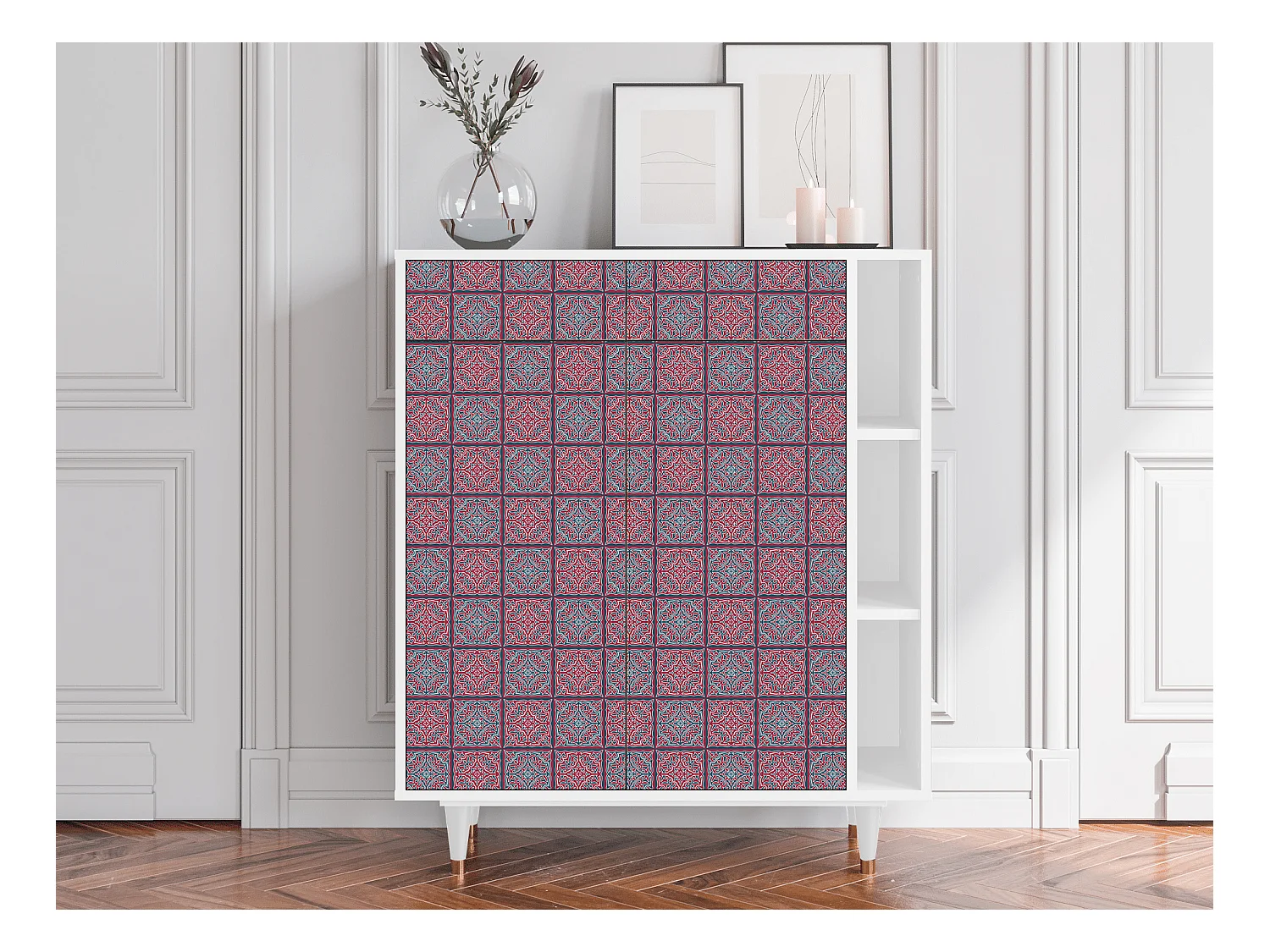 Kredens - 96х110х41 cm - BS6 - Riviera Mosaic, Biały