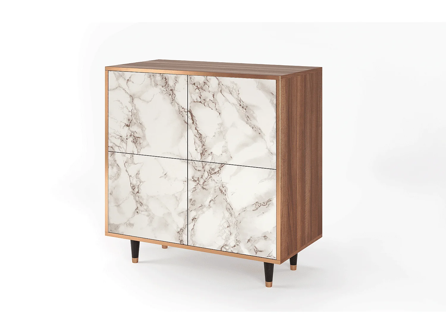 Sideboard - 94x96x48 cm - BS3 - Milk Marble, Walnuss