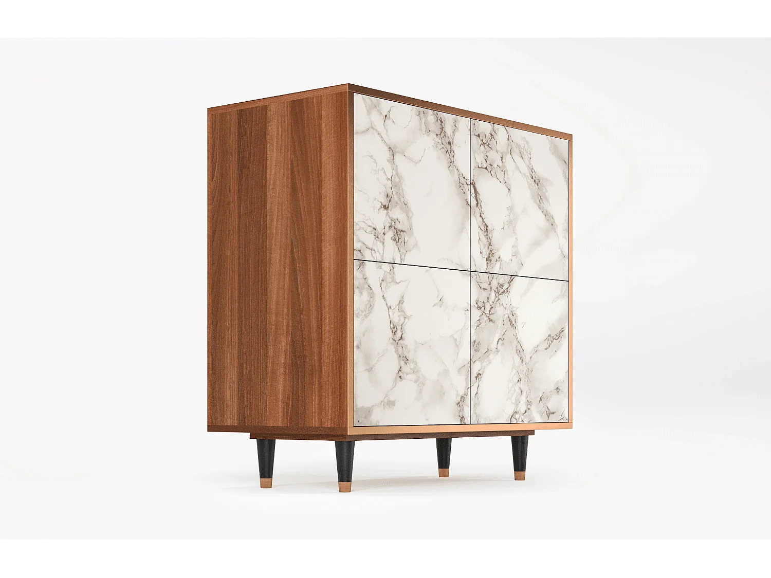 Sideboard - 94x96x48 cm - BS3 - Milk Marble, Walnuss