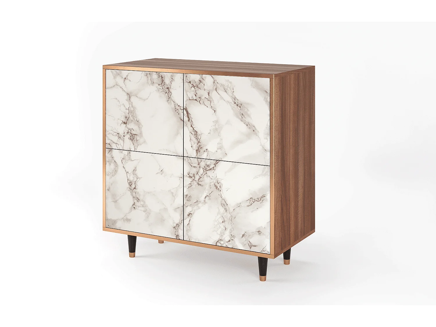 Sideboard - 94x96x48 cm - BS3 - Milk Marble, Walnuss