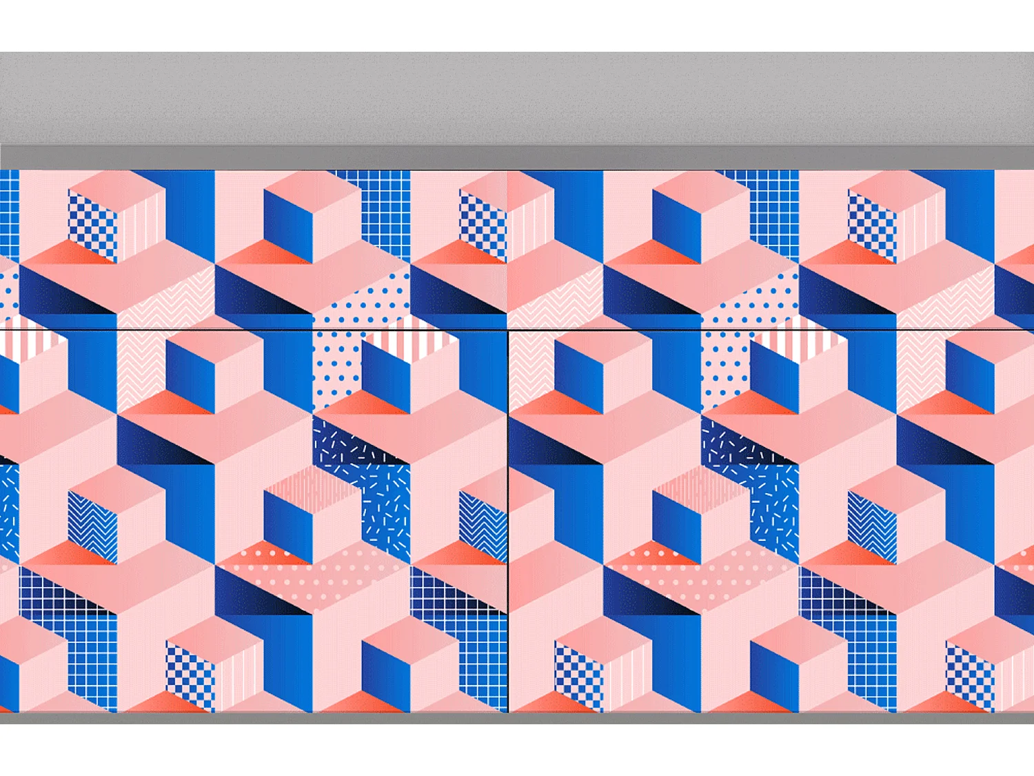 Kredens - 115x85x48 cm - BS4 - Pinky Squares, Szary