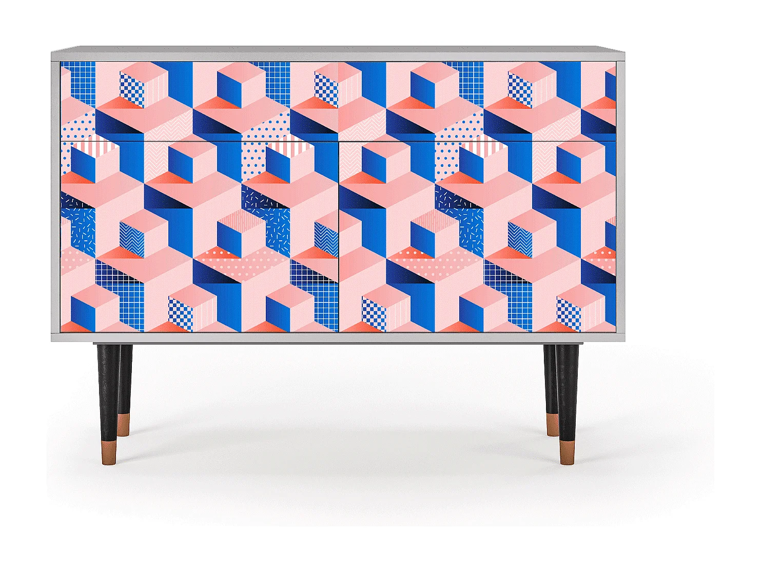 Buffet - 115x85x48 cm - BS4 - Pinky Squares, Gris