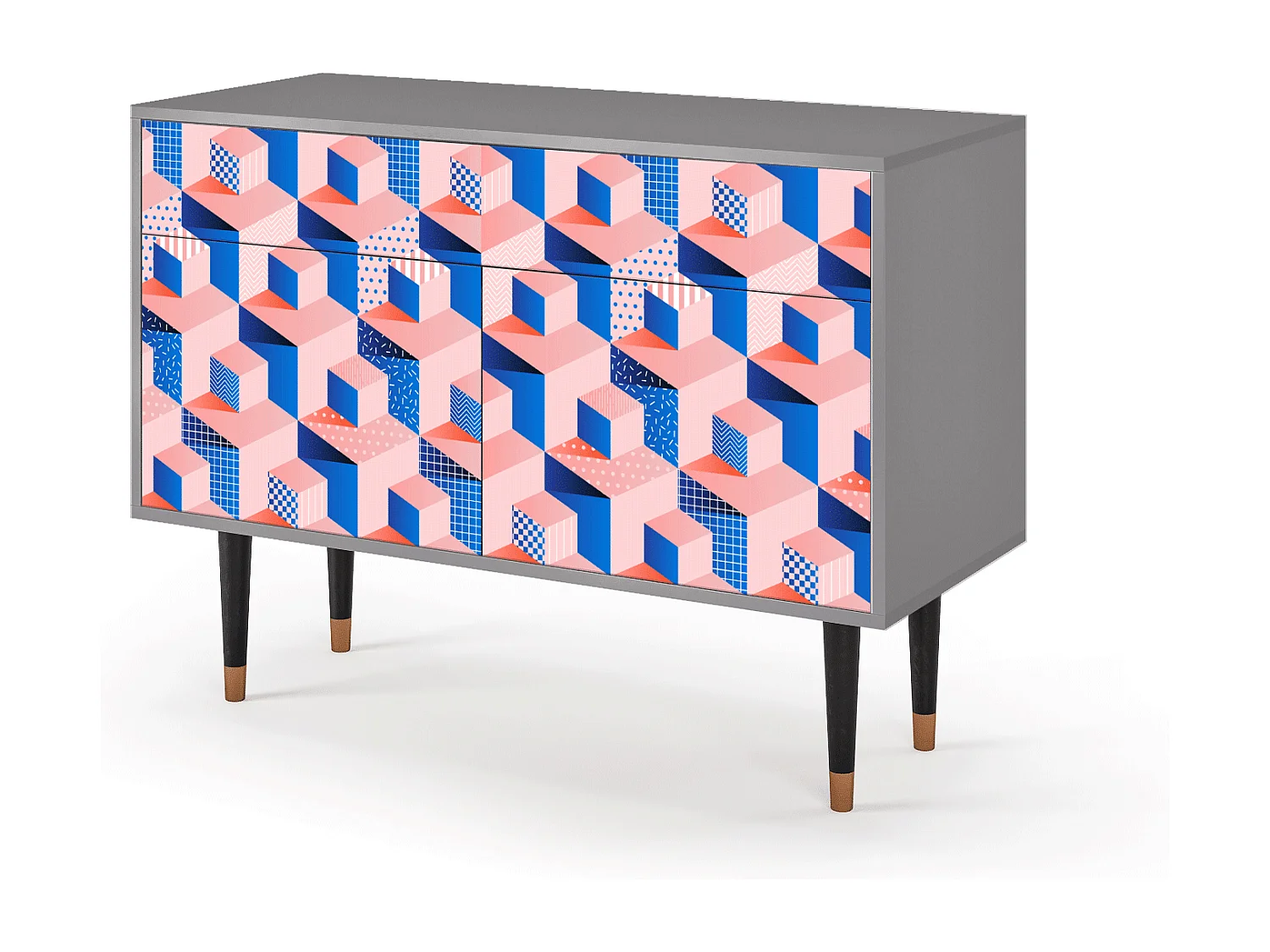 Buffet - 115x85x48 cm - BS4 - Pinky Squares, Gris