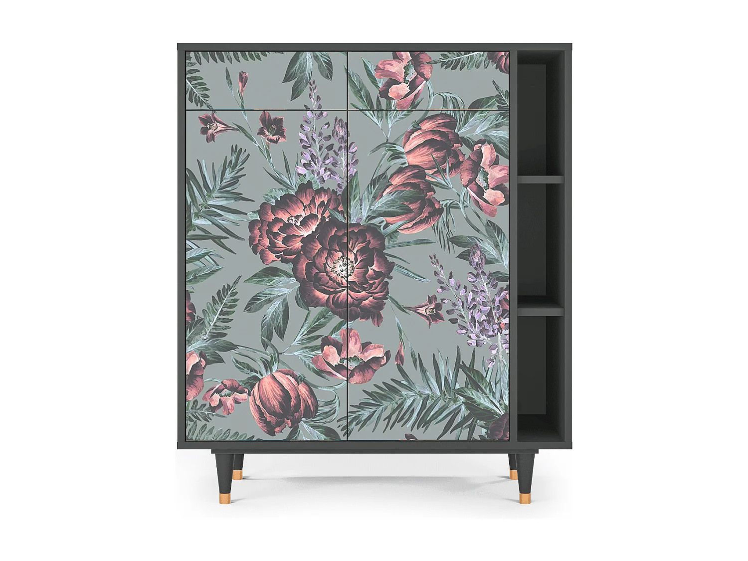 Dressoir - 96х110х41 cm - BS6 - Light Peonies, Antraciet