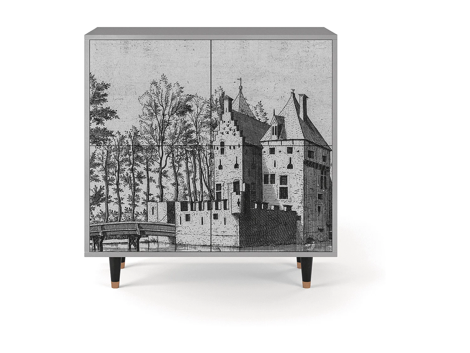 Aparador - 94x96x48 cm - BS3 - Castle with Bridge, Cinza