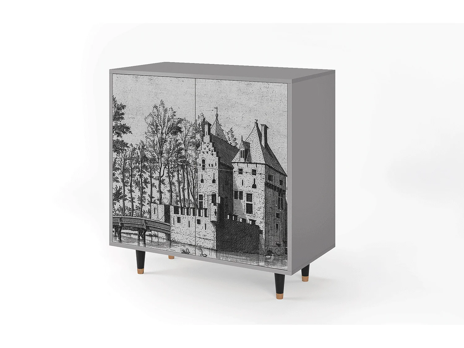 Aparador - 94x96x48 cm - BS3 - Castle with Bridge, Cinza