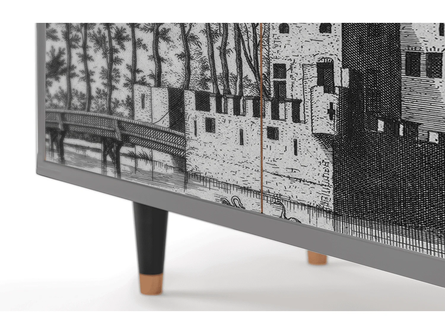 Aparador - 94x96x48 cm - BS3 - Castle with Bridge, Cinza