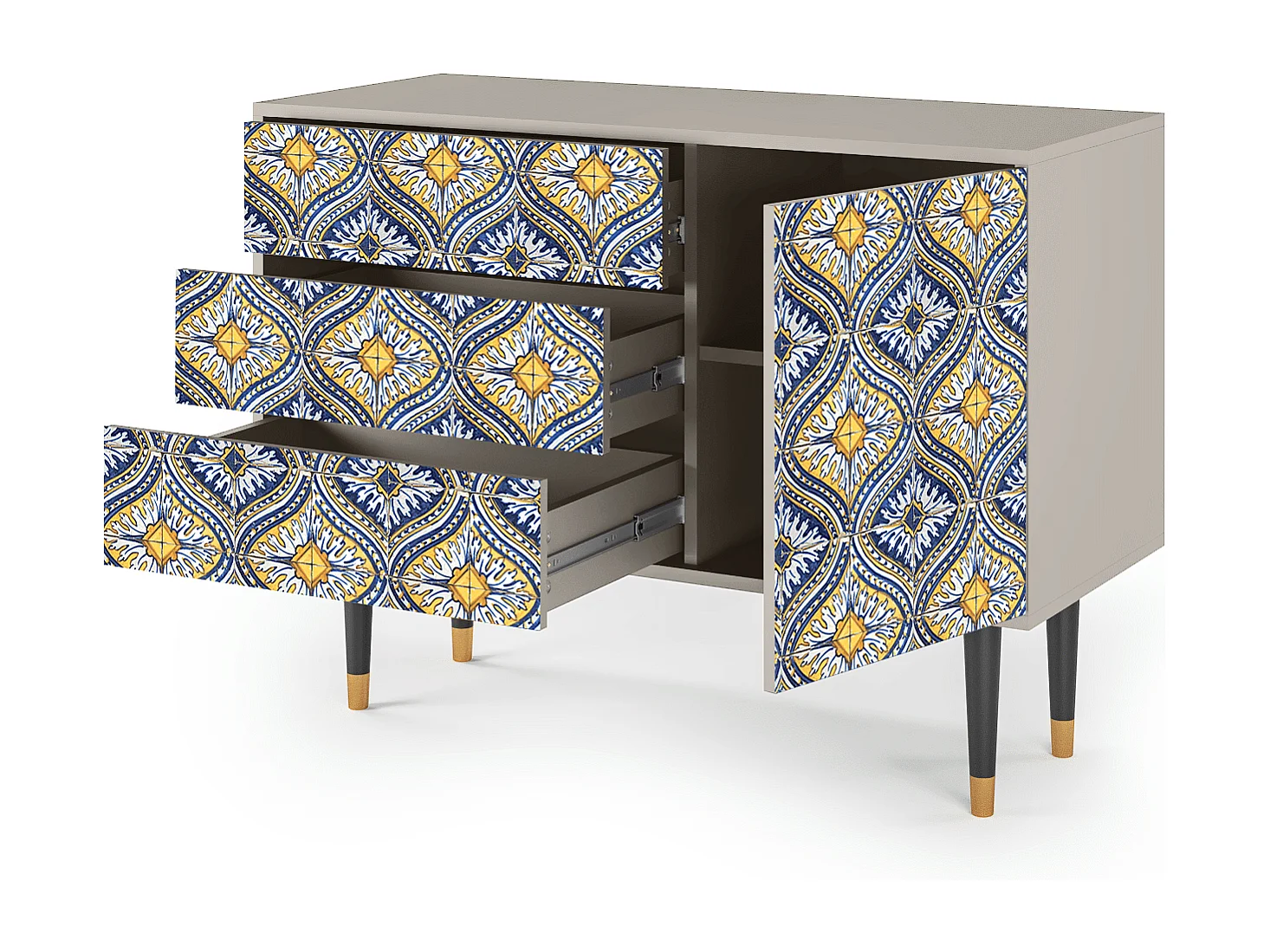 Kredens - 115х84х41 cm - S3 - Illusory Pattern, Piaskowy