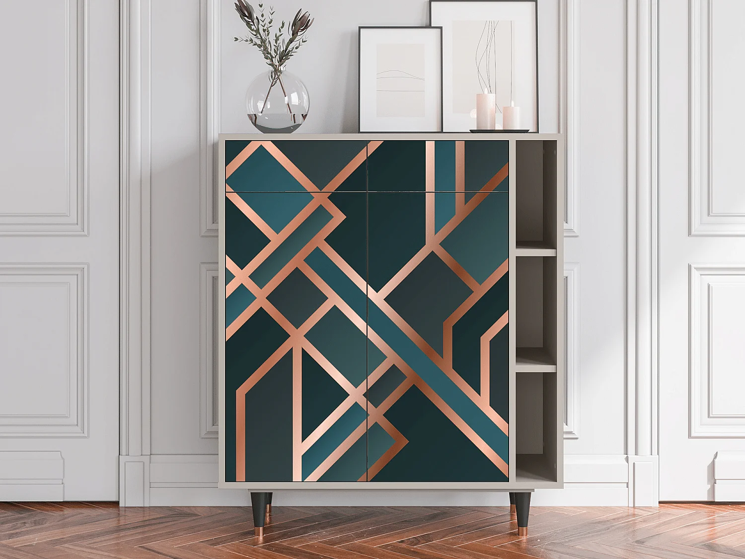 Kredens - 96х110х41 cm - BS6 - Bronze Crossroad, Piaskowy