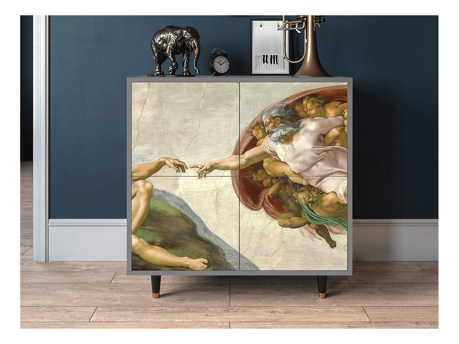 Kredens - 94x96x48 cm - BS3 - The Creation of Adam, Szary