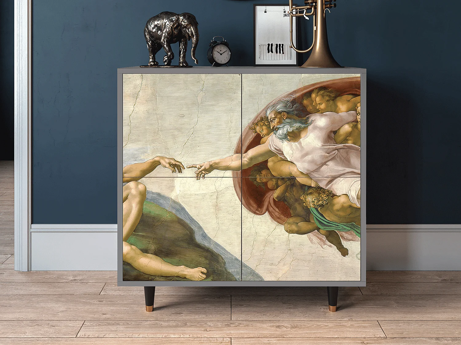 Kredens - 94x96x48 cm - BS3 - The Creation of Adam, Szary