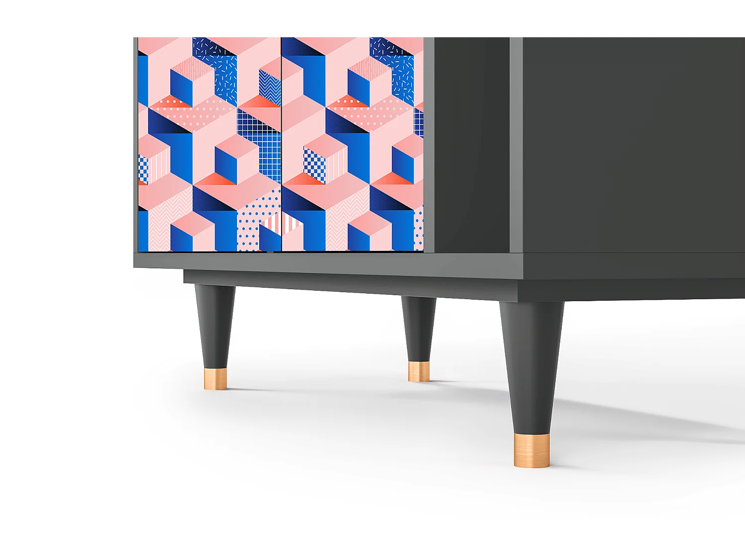 Kredens - 96х110х41 cm - BS6 - Pinky Squares, Antracyt