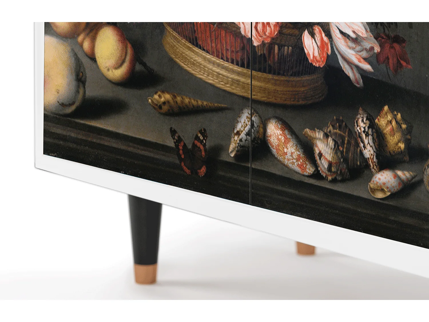 Buffet - 94x96x48 cm - BS3 - Still Life with Flowers, Blanc