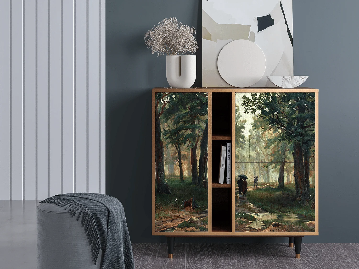Dressoir - 94х96х41 cm - BS5 -  Rain in the Oak Forest, Walnoot