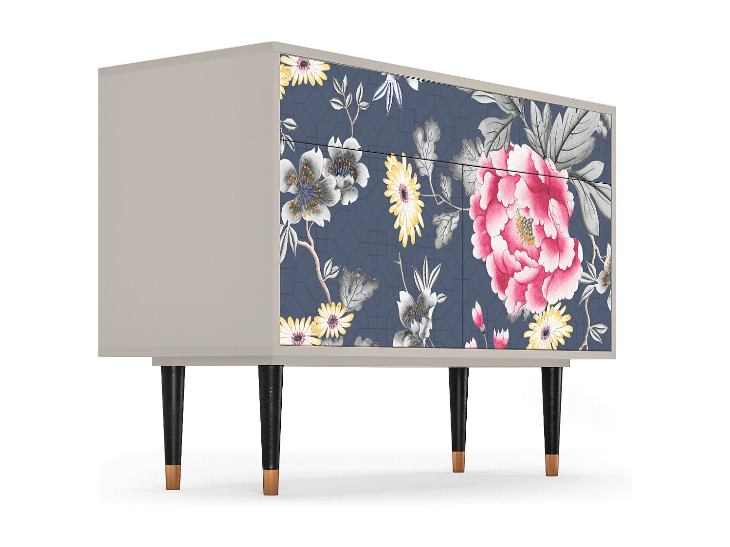 Kredens - 115x85x48 cm - BS4 - Dark Flower Bed, Piaskowy