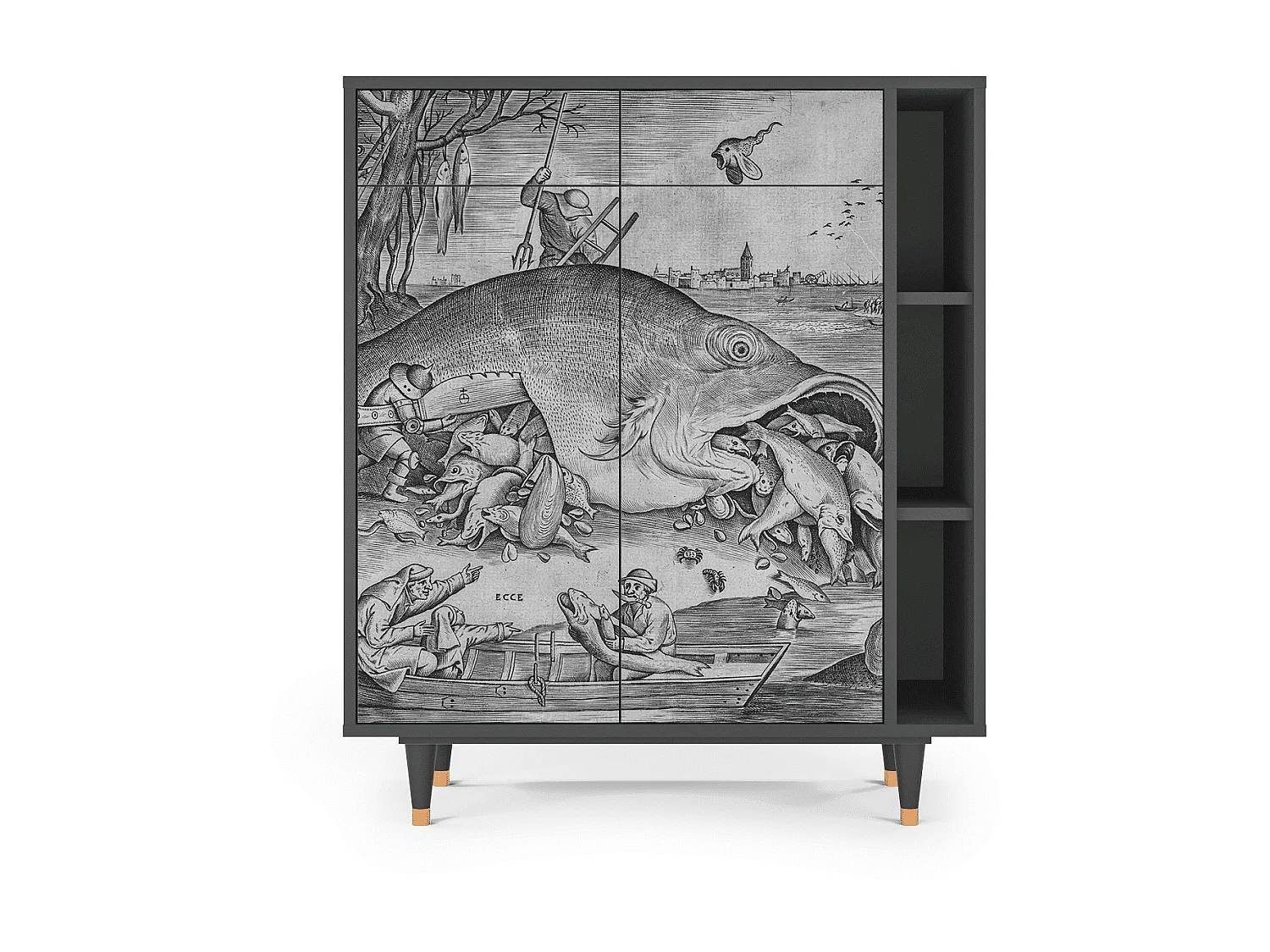 Kredens - 96х110х41 cm - BS6 - Big Fish Eat Little, Antracyt