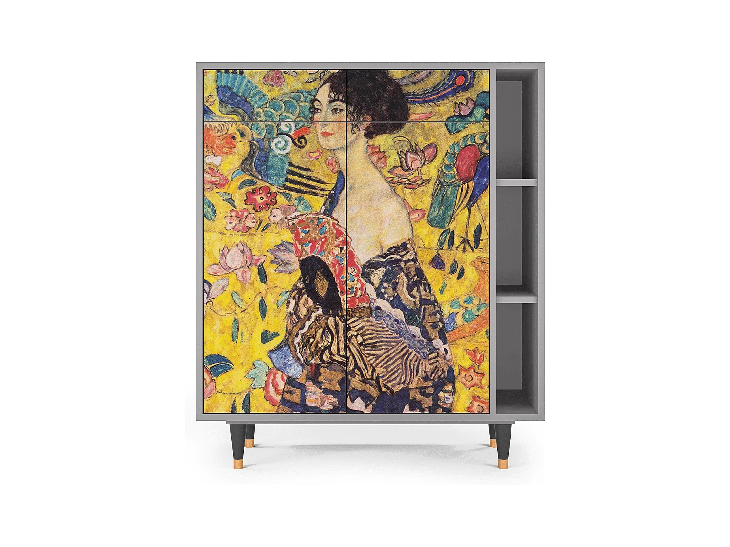 Kredens - 96х110х41 cm - BS6 - Lady with Fan by Klimt, Szary