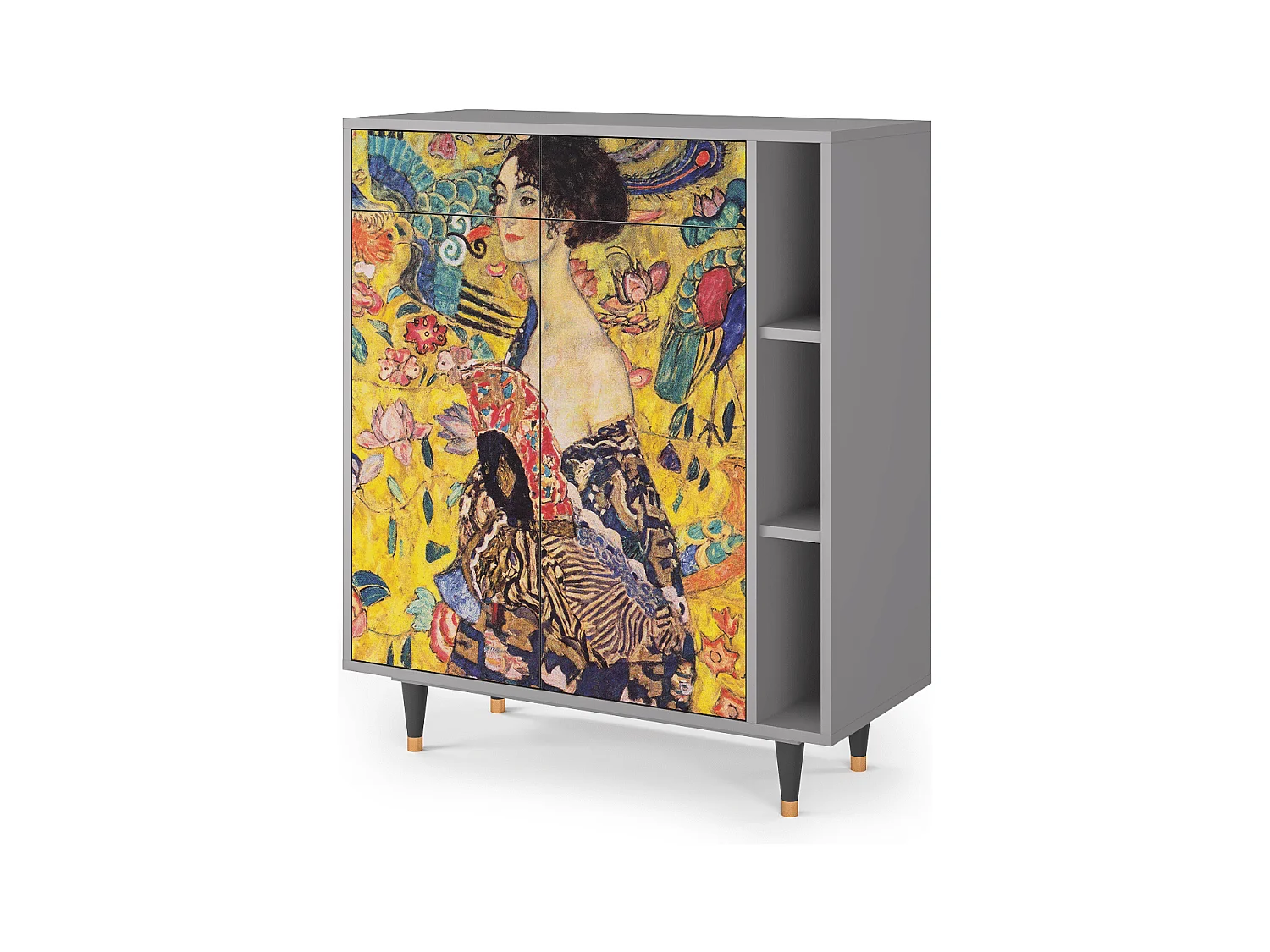 Kredens - 96х110х41 cm - BS6 - Lady with Fan by Klimt, Szary