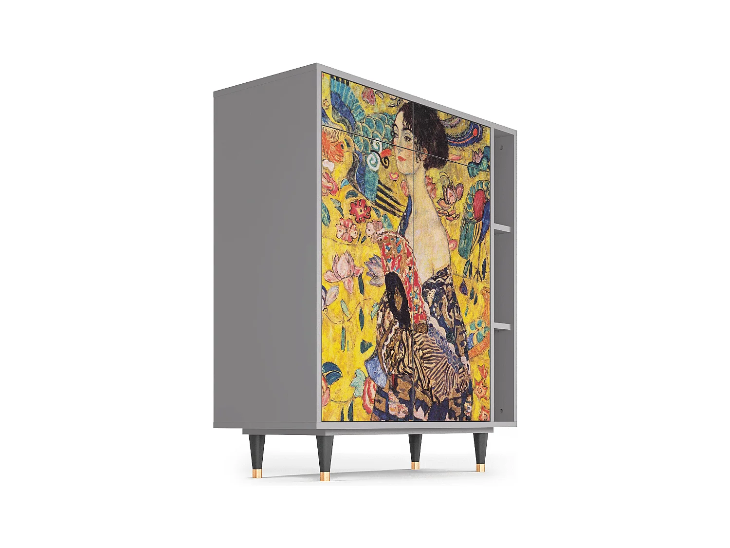 Kredens - 96х110х41 cm - BS6 - Lady with Fan by Klimt, Szary