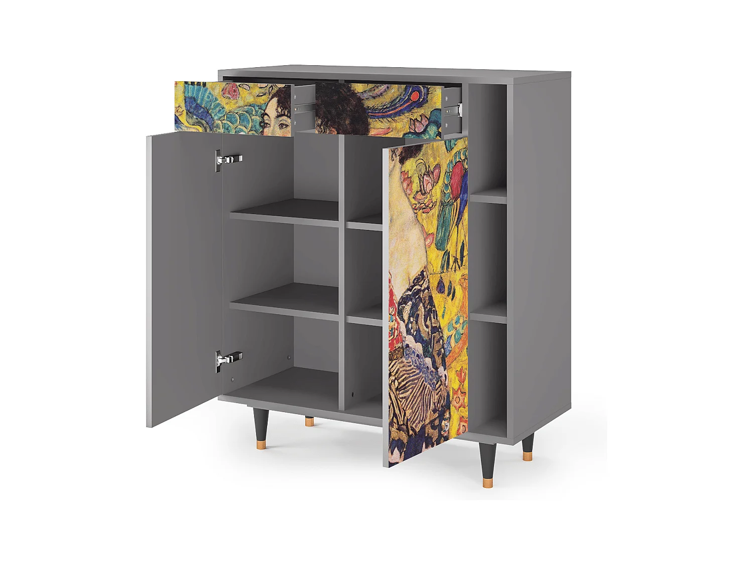 Kredens - 96х110х41 cm - BS6 - Lady with Fan by Klimt, Szary