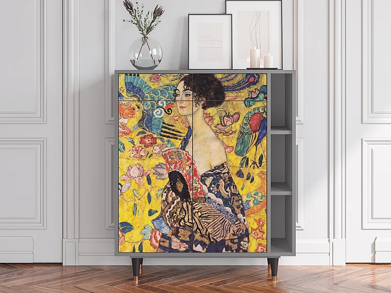 Kredens - 96х110х41 cm - BS6 - Lady with Fan by Klimt, Szary