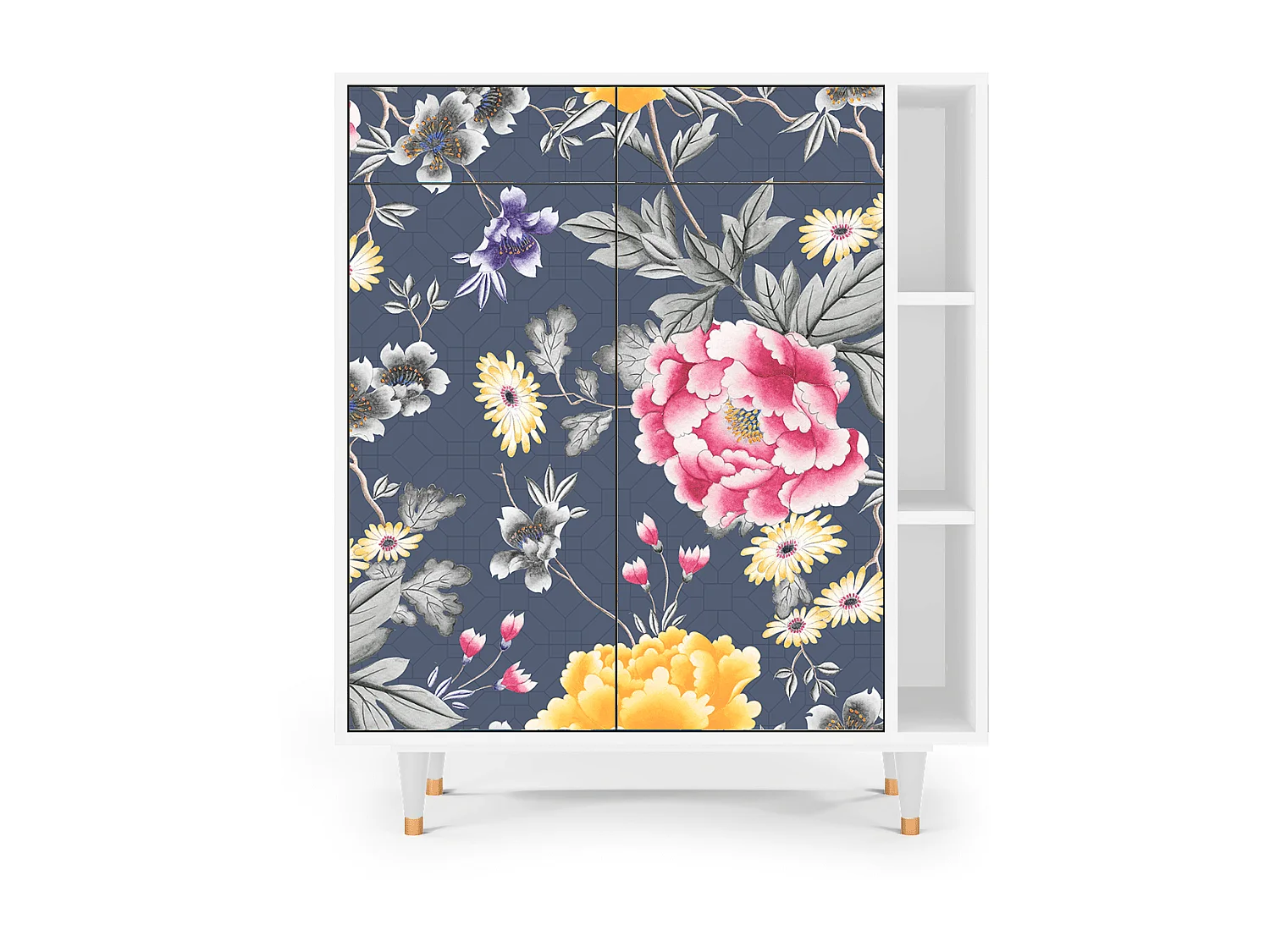 Kredens - 96х110х41 cm - BS6 - Dark Flower Bed, Biały