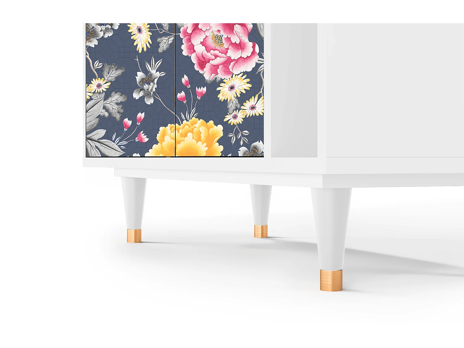 Kredens - 96х110х41 cm - BS6 - Dark Flower Bed, Biały