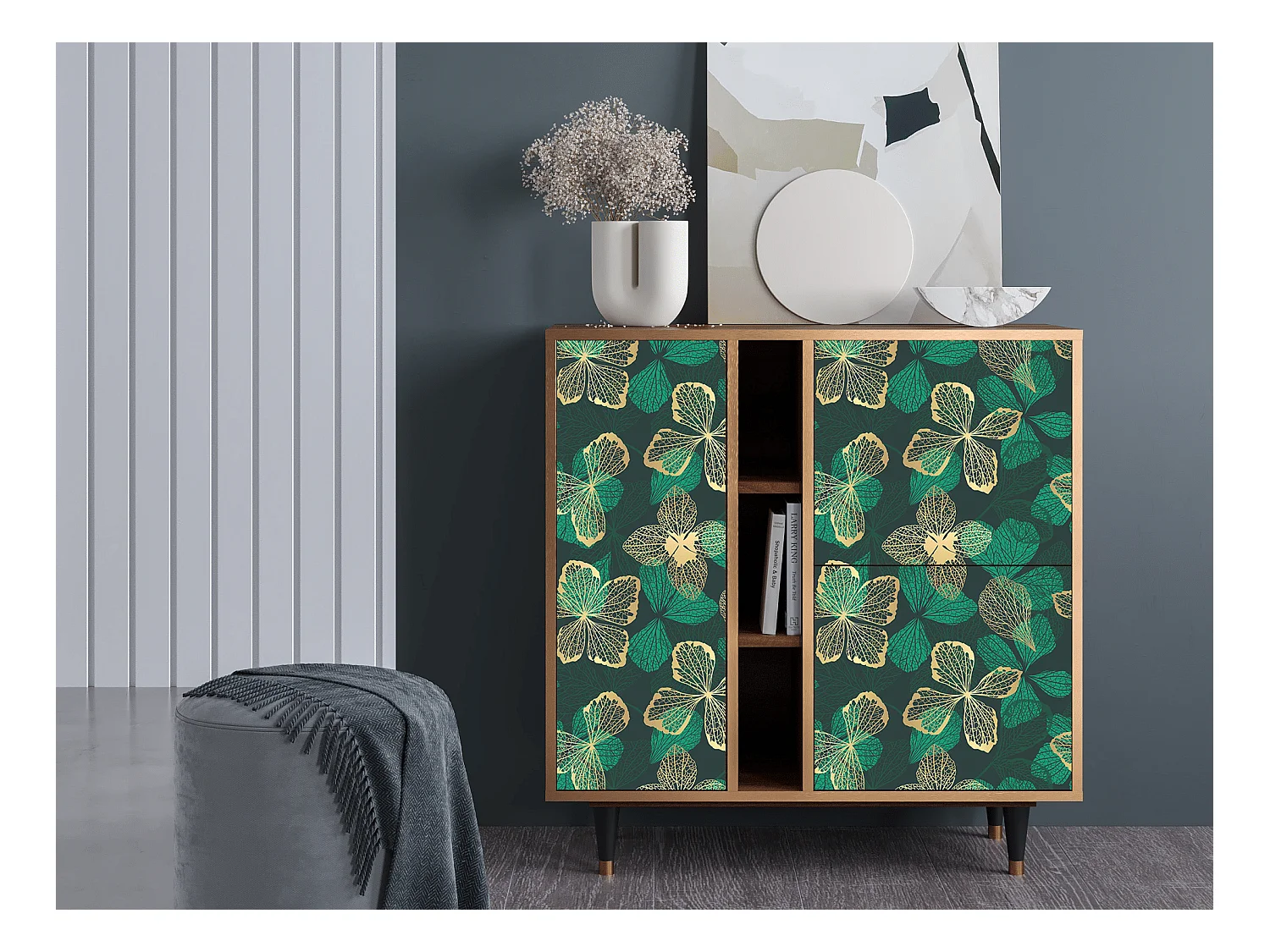 Buffet - 94х96х41 cm - BS5 - Green Flower, Noyer