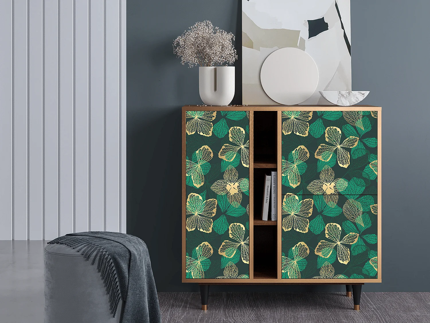 Credenza - 94х96х41 cm - BS5 - Green Flower, Noce