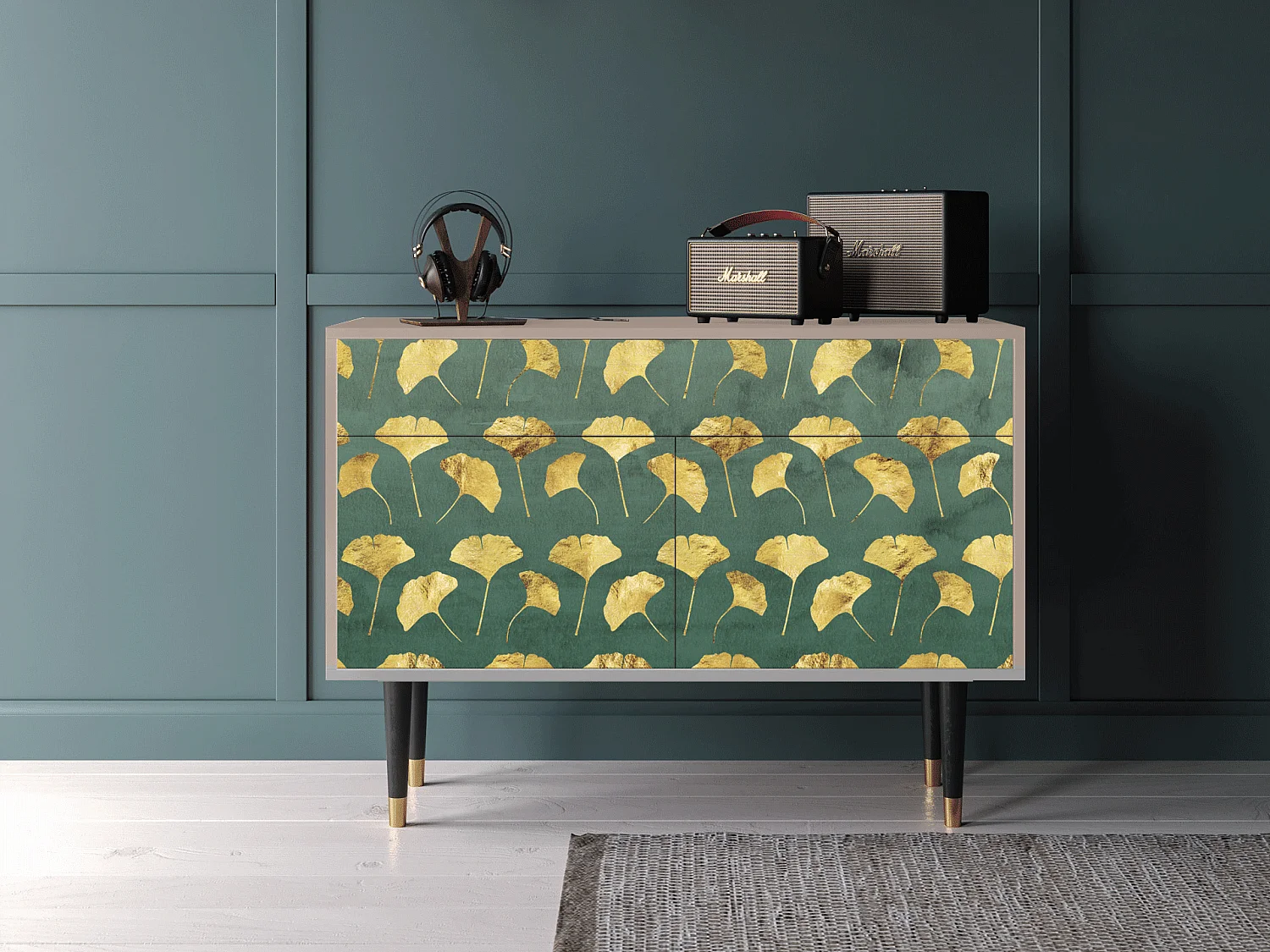 Credenza - 115x85x48 cm - BS4 - Gingko leaves, Latte