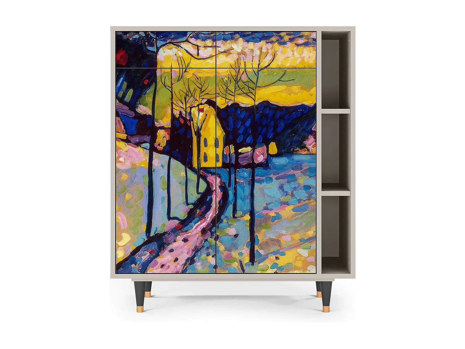 Kredens - 96х110х41 cm - BS6 - Winter Landscape, Piaskowy