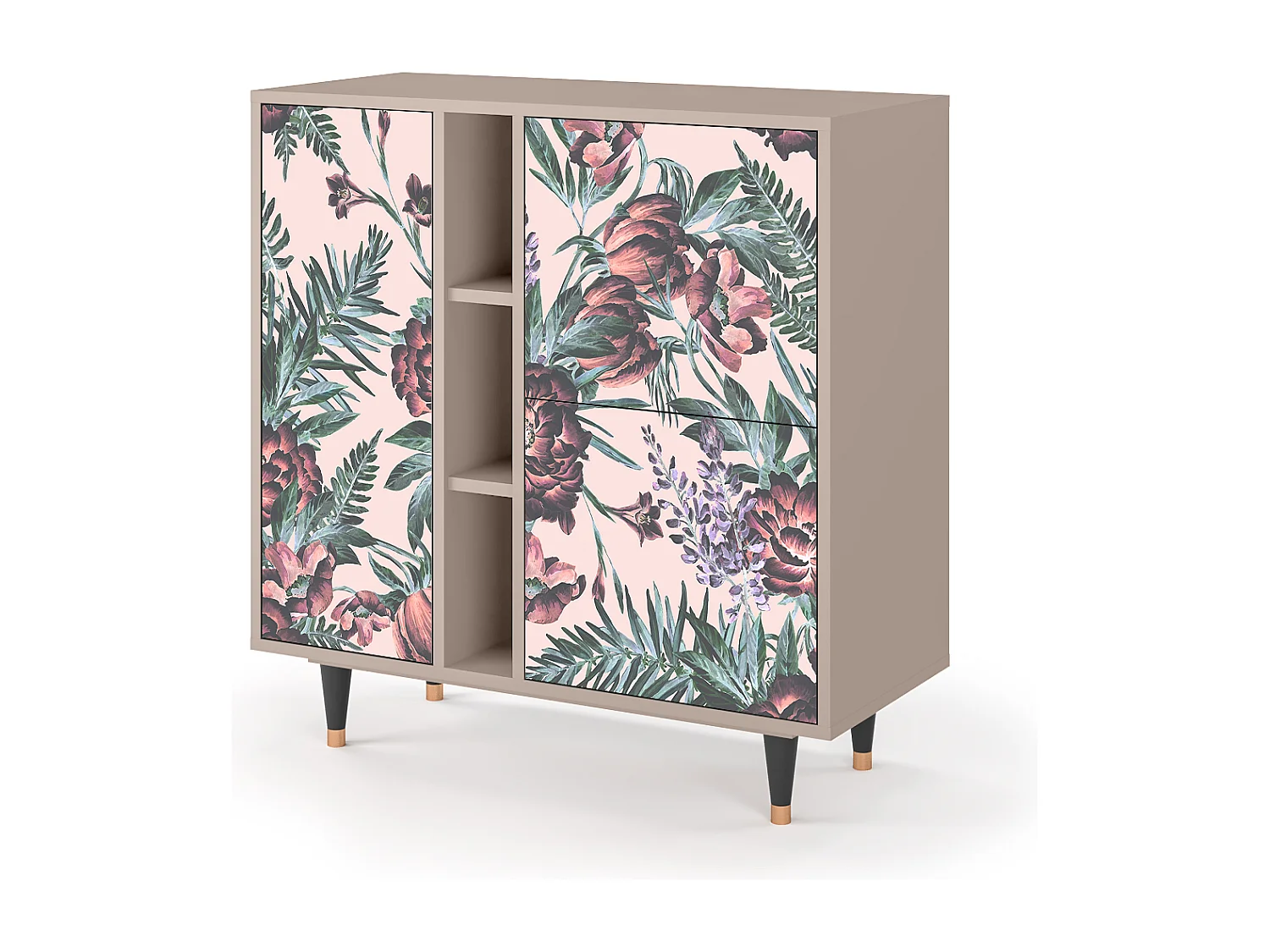 Kredens - 94х96х41 cm - BS5 - Peach Peonies, Latte