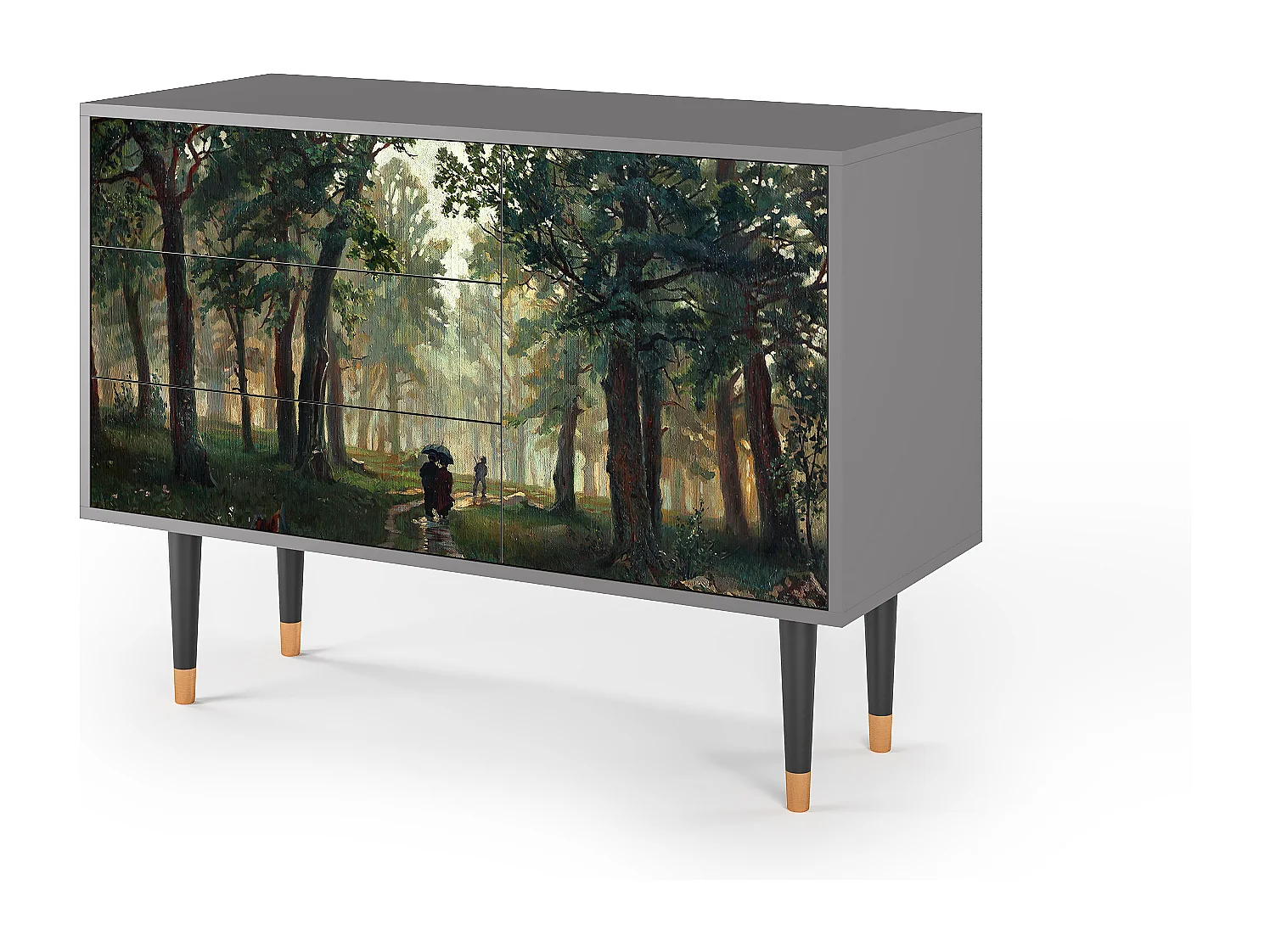 Kredens - 115х84х41 cm - S3 -  Rain in the Oak Forest, Szary