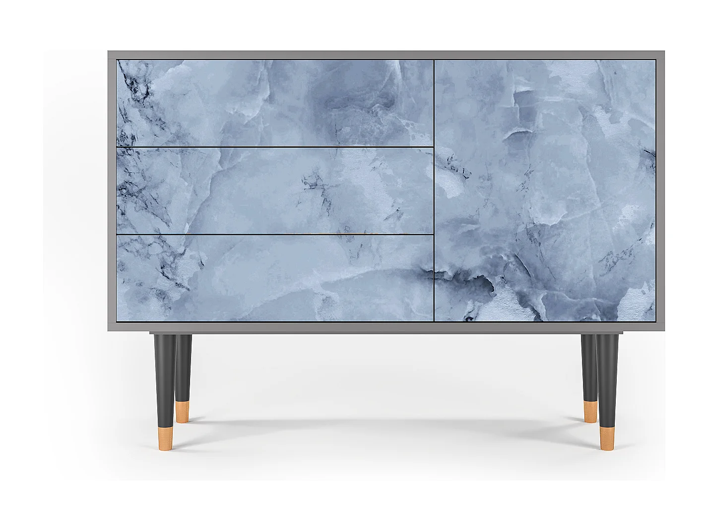 Kredens - 115х84х41 cm - S3 - Feather Ice, Szary