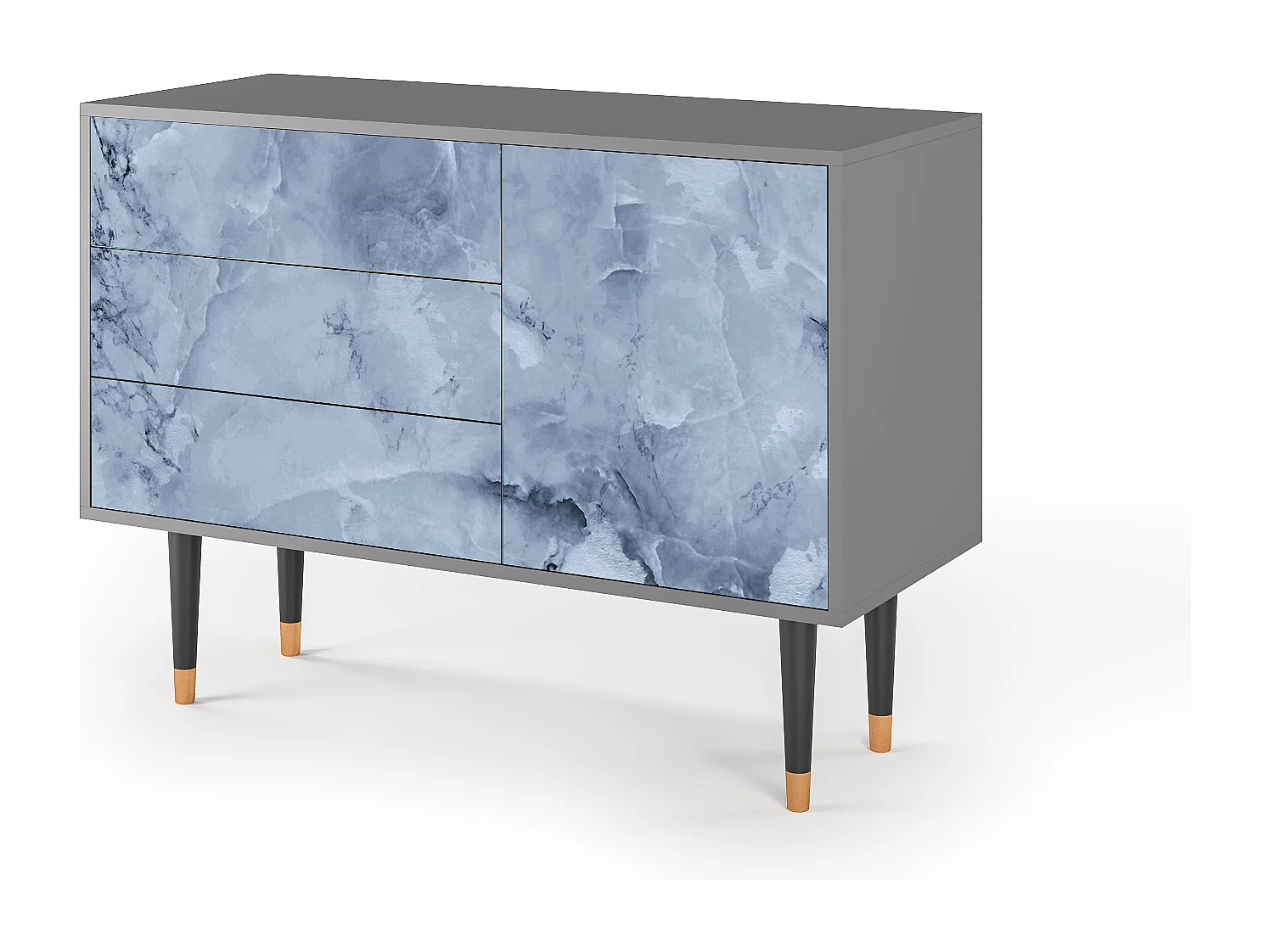 Kredens - 115х84х41 cm - S3 - Feather Ice, Szary