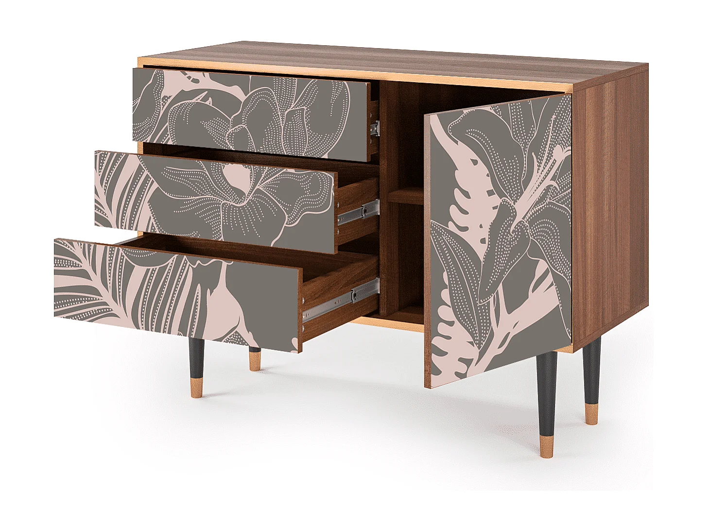Kredens - 115х84х41 cm - S3 - Issabelline Flower, Orzech