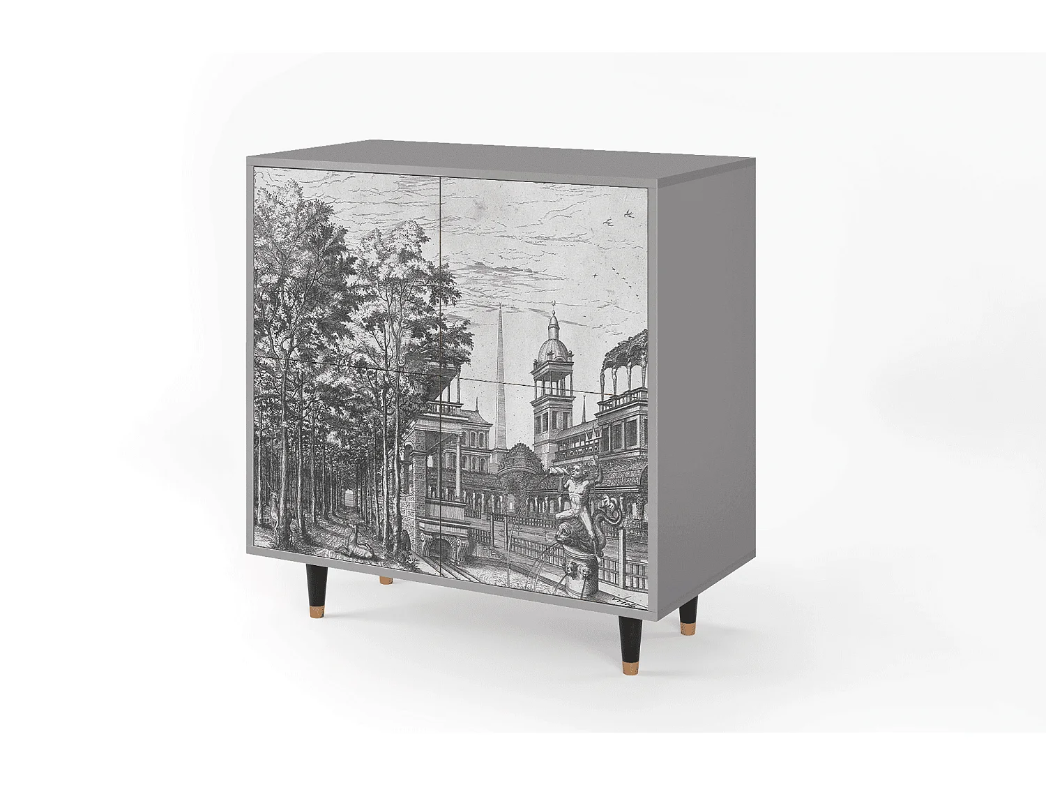 Kredens - 94x96x48 cm - BS3 - View of the Piazza, Szary