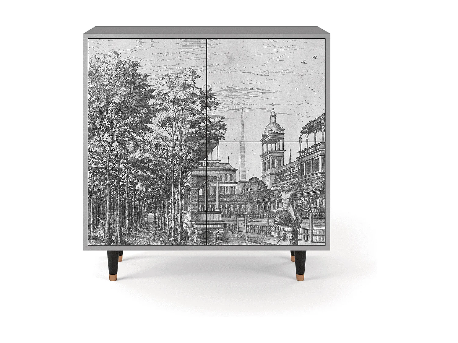 Buffet - 94x96x48 cm - BS3 - View of the Piazza, Gris