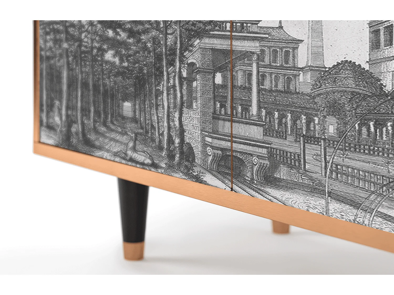 Kredens - 94x96x48 cm - BS3 - View of the Piazza, Orzech