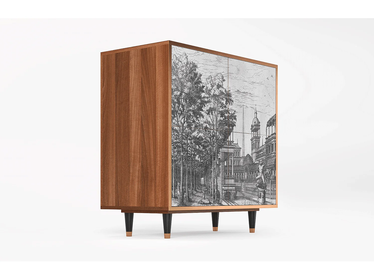 Credenza - 94x96x48 cm - BS3 - View of the Piazza, Noce
