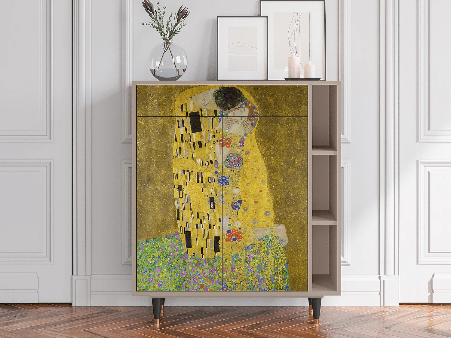 Aparador - 96х110х41 cm - BS6 - The Kiss by Klimt , Latte