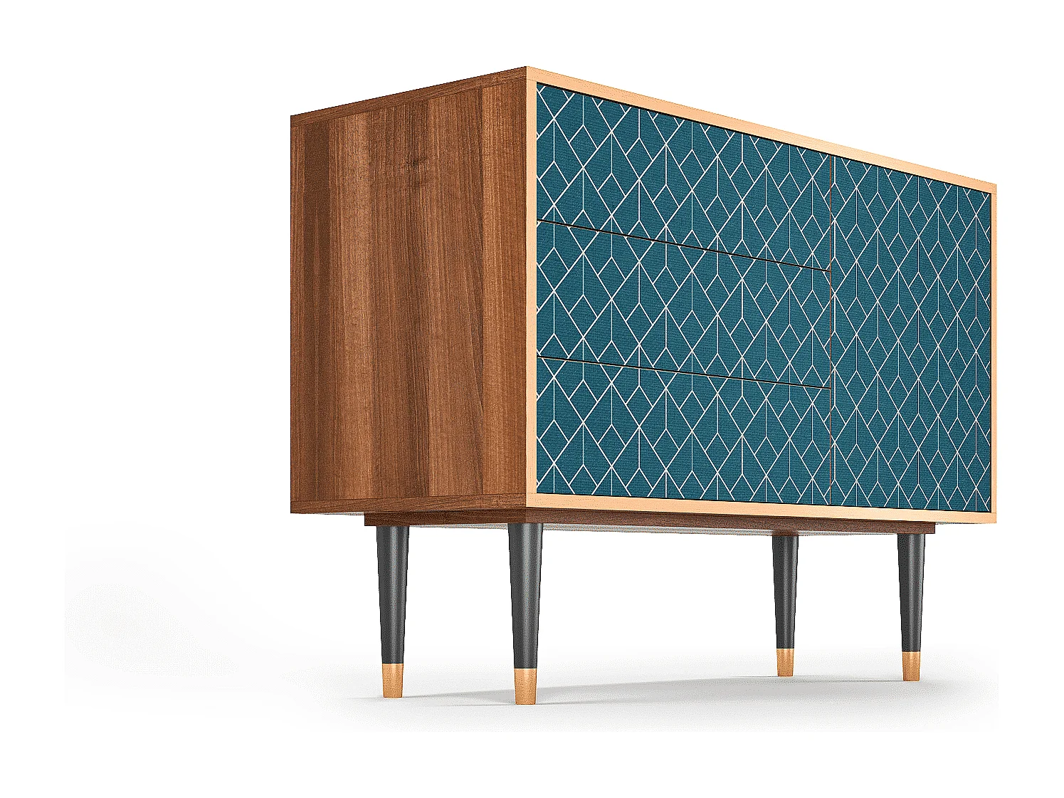 Kredens - 115х84х41 cm - S3 - Turquoise Geometry, Orzech