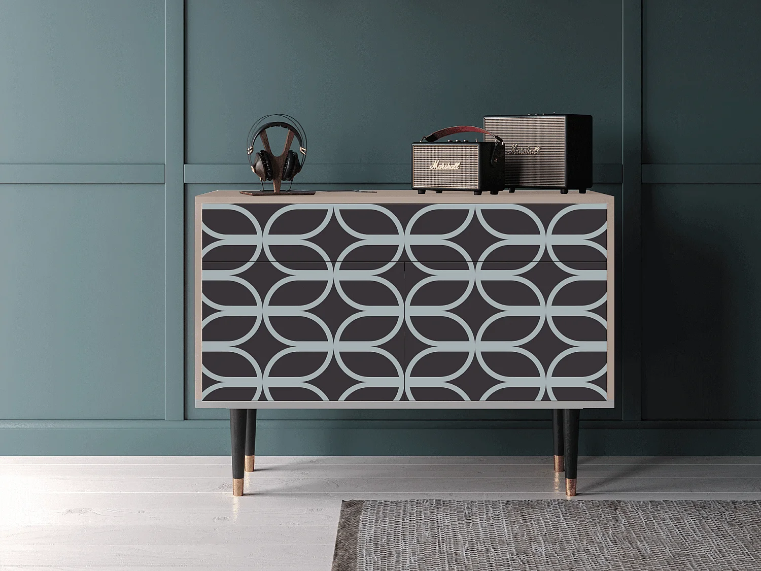 Kredens - 115x85x48 cm - BS4 - Braided Blue, Latte