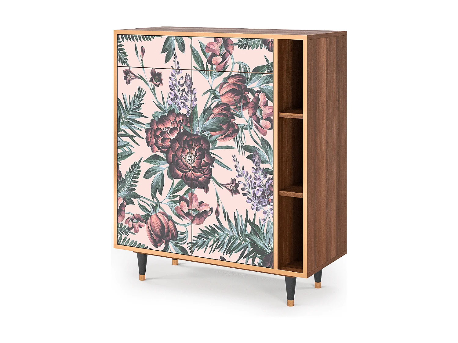 Buffet - 96х110х41 cm - BS6 - Peach Peonies, Noyer