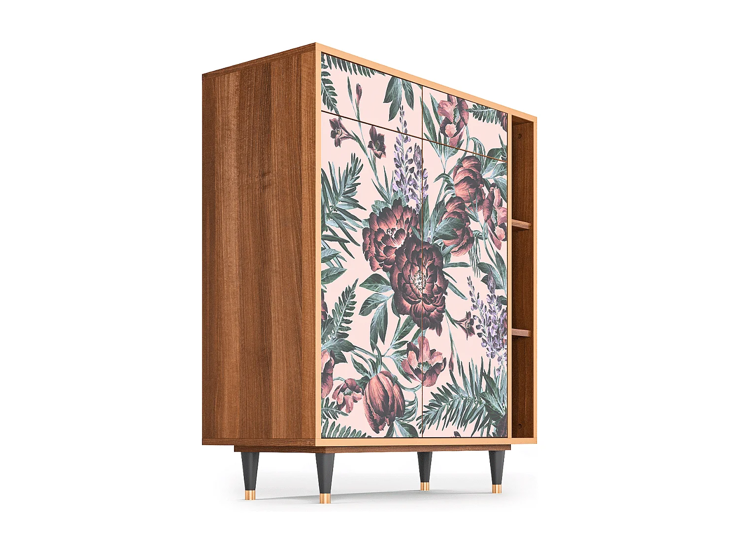 Buffet - 96х110х41 cm - BS6 - Peach Peonies, Noyer