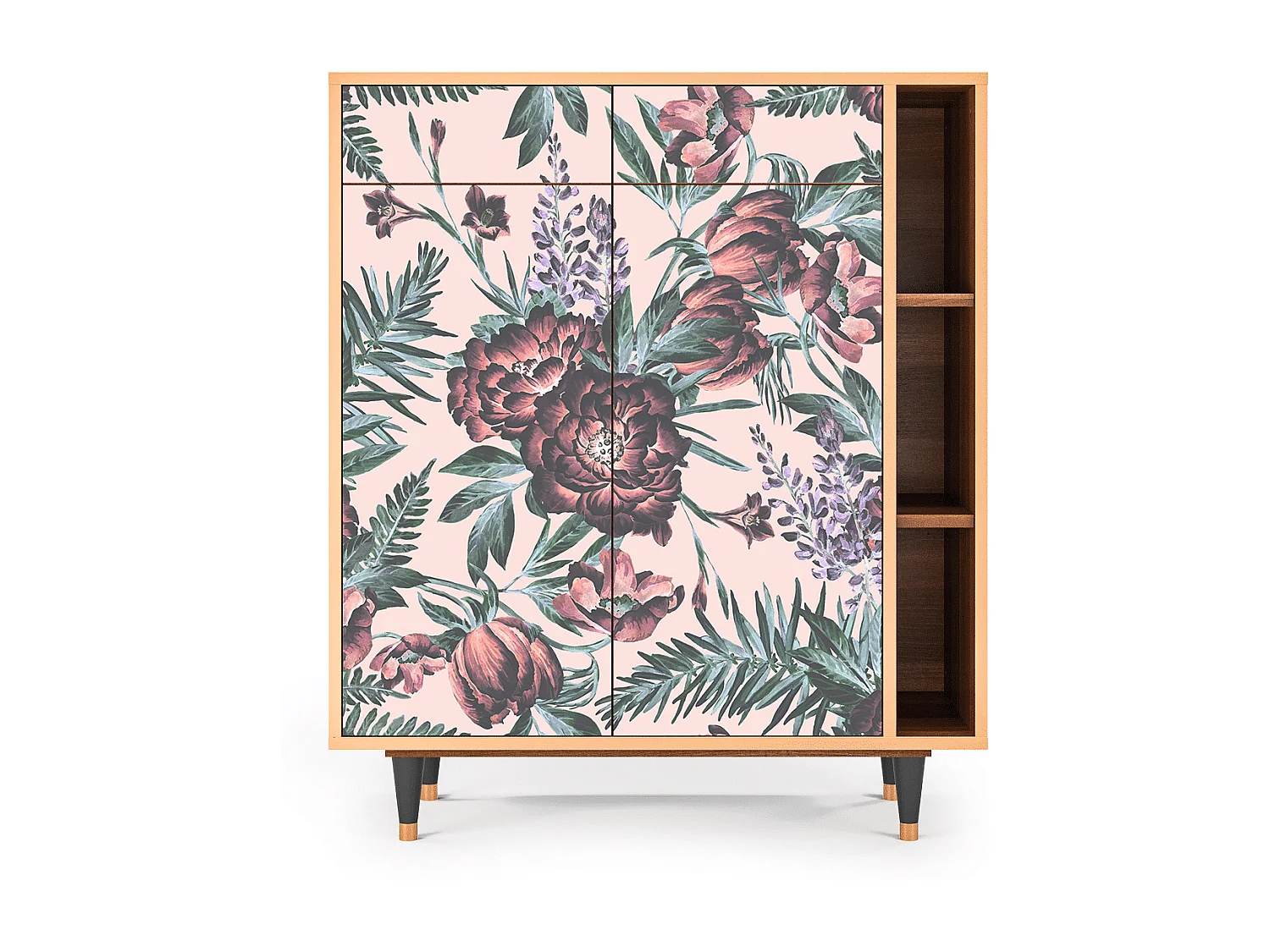 Kredens - 96х110х41 cm - BS6 - Peach Peonies, Orzech