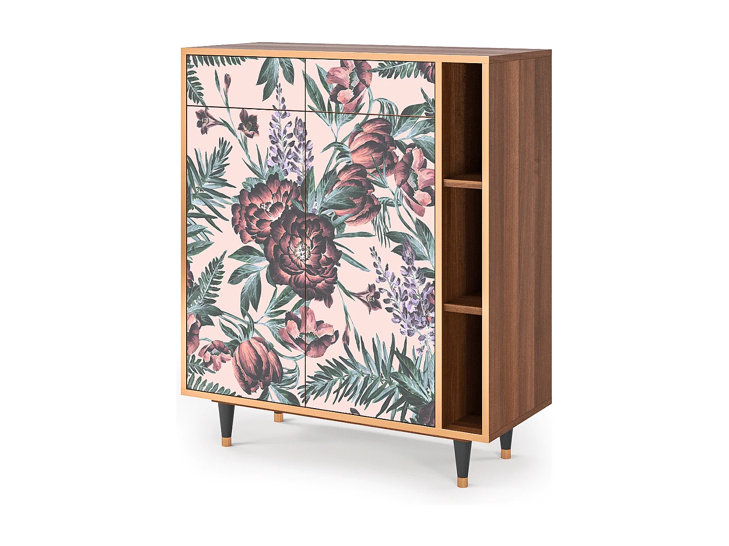 Kredens - 96х110х41 cm - BS6 - Peach Peonies, Orzech